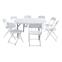 Mesa redonda + 8 sillas